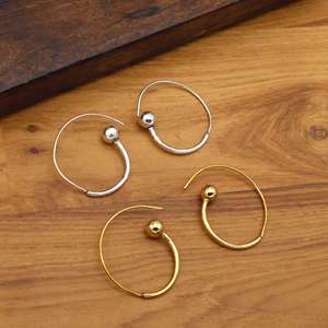 Juego de Aretes de Aro Minimalistas al por Mayor para Mujer, Aretes de Aro con Bola Dorada y Plateada, Aretes Circulares de Acero Inoxidable a la Moda - Product Image 1