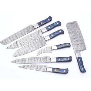 Commandes en gros personnalisées Service OEM ODM LAMES PRESTIGE Ensemble de couteaux de chef en acier Damas faits à la main Manche en bois de Pakka pur - Product Image 3