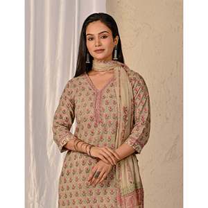 Green Butta <b>Block</b> <b>Printed</b> Cotton Kurta Pant Set Pakistani Ethnic Indian Pakistani Georgette Net Silk Stitched Party Wear - Product Image 1