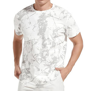 Camiseta informal de algodón 100% de alta calidad con cuello redondo para hombre, camiseta transpirable de secado rápido con estampado de logotipo sólido, Jersey de 220 gramos en blanco - Product Image 1