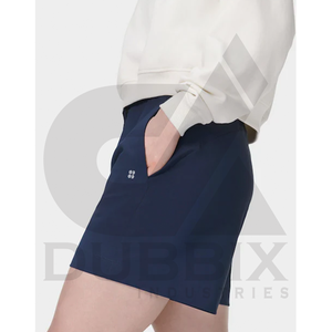 Pantalones cortos de mujer Fitness corto 100% algodón personalizable Logo pegatina Color patrón diseño pantalones cortos de mujer - Product Image 3