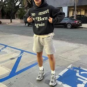 Sudadera con capucha de felpa estampada francesa de peso pesado para hombre, Sudadera con capucha y hombros caídos de gran tamaño - Product Image 3