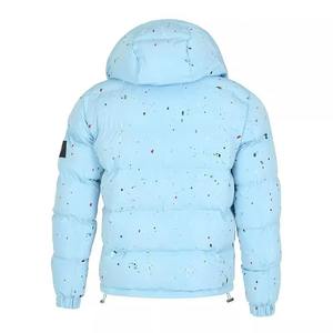 High Quality Men's Winter Puffer Jacket Custom Waterproof Varsity <b>Paint</b> Logo Bubble Print Professional Outdoor Stand - Product Image 6