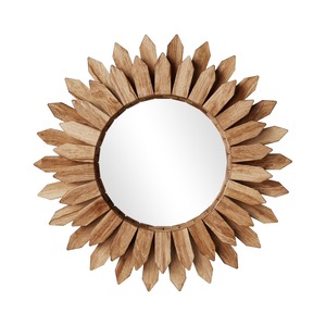 Espejo de Pared Redondo de Madera Hecho a Mano Estilo Rústico Bohemio para Decoración del Hogar, Dormitorio, Sala de Estar y Baño - Product Image 3