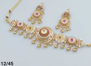 INDIAN TRADITIONAL and <b>FASHIONABLE</b> COPPER <b>JEWELLERY</b> BRIDAL WEDDING <b>JEWELLERY</b> SET for WOMEN EARRINGS and NECKLACE SET - Product Image 4