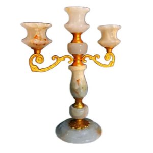 Bougeoir en marbre onyx laiton Vintage, bougeoir Onyx, bougeoirs en laiton et onyx vintage - Product Image 1