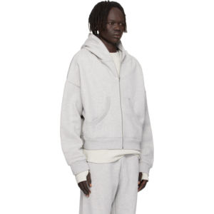 เสื้อฮู้ดซิปเต็มตัวสำหรับผู้ชายผ้าคอตตอนขนแกะ100% สีขาวออกแบบได้ตามที่ต้องการสำหรับฤดูหนาว - Product Image 2