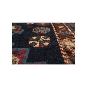 Alfombra de Lana Estilo Kilim Nayaab Azul, 9x12, Gran Tamaño, Hecha a Mano, 10mm de Grosor, Diseño Geométrico Rectangular para Entrada del Hogar - Product Image 3