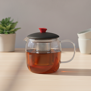 Théière en verre borosilicate de qualité supérieure, résistante à la chaleur, de qualité alimentaire, 1000 ml, 3306324-1.0, avec couvercle en plastique, pour l'exportation - Product Image 1