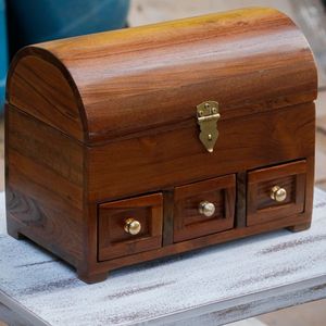 Caja de Joyería de Madera Hecha a Mano para Mujer, Estilo Vintage, Organizador de Bisutería y Collares con Almacenamiento de Terciopelo, Regalo Único por HF CRAFTS - Product Image 2