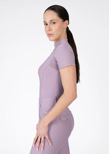 Haut d'équitation professionnel pour femmes, manches courtes légères, tissu extensible respirant, service OEM d'équitation - Product Image 2