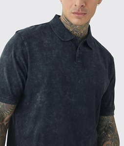 Camiseta Polo de lavado ácido OEM/ODM para hombre, ropa informal de verano holgada, camisa de hombre con logotipo impreso personalizado de algodón 100% - Product Image 2