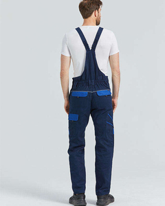 Salopette noire pour hommes Salopette de travail en denim utilitaire européen à la mode extensible Salopette pour hommes Slim Ripped Bib Working Denim Salopette pour hommes - Product Image 2