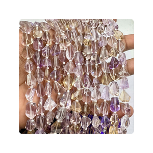 Pepitas facetadas de cuarzo ametrino Natural de alta calidad de 8 pulgadas al por mayor patrón redondo de piedra de 10-12mm Tamaño de 4mm para la fabricación de joyas - Product Image 6