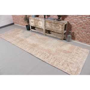 Tapis turc vintage, tapis de 3,6 x 11,2 pieds, tapis en laine gris rose camouflage - Product Image 2