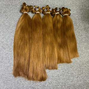 100% Vierge Brun Clair #8 Couleur Extensions de Cheveux Raides Couleur Brute Bundles de Cheveux Humains avec Fermeture Frontale - Product Image 5
