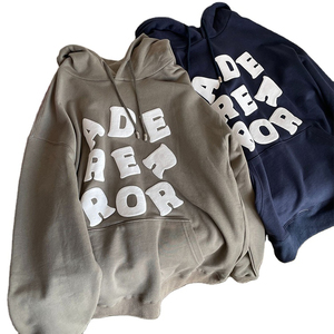 Fabricante 2025 moda logotipo personalizado peso pesado 450gsm sudaderas con capucha sin cuerda de gran tamaño 100% algodón Puff estampado Sudadera con capucha hombres - Product Image 1