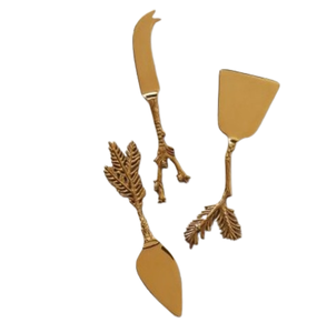 Juego de cubiertos Mango de diseñador Juego de queso de metal dorado Mesa Utensilios de cocina para el hogar Estilo único Mango decorativo Queso - Product Image 5