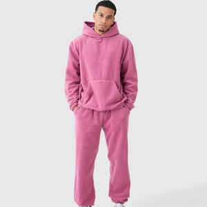 Logotipo personalizado 100% algodón polar 350 400 GSM venta al por mayor chándales pantalones acampanados pulóver Sudadera con capucha y conjunto de chándal para hombres - Product Image 6