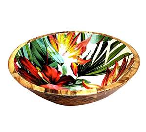 Bol de service alimentaire en bois émaillé de forme ronde Bol à salade en bois fait à la main de luxe de qualité supérieure - Product Image 6