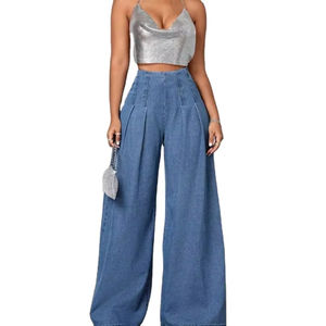 Pantalones Vaqueros Anchos de Cintura Alta Personalizados, Estilo Casual, Holgados, Estilo Urbano, Pantalones de Campana de Moda para Mujer - Product Image 2