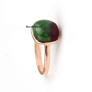RJR0240 Natural zoisita rubí piedra preciosa 925 plata esterlina eternidad Vermeil bisel ajuste anillo joyería fina para fiesta de mujer - Product Image 3