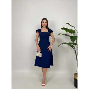 Vestido Satinado Ajustado 2021 2117 con Detalle de Perlas a Rayas en el Pecho y Cintura Natural - Product Image 1