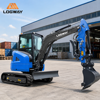 LOGWAY Euro V Mini Excavator untuk Penggalian Parit Drainase Kebun dengan Mesin 3TNV88F Kontrol Pilot Pro Mini Excavator Kompak