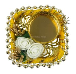 Indian Traditional Handmade Metal <b>Tea</b> Light <b>Candle</b> Holder Floral Home Decoration for Diwali Wedding Party Tealight Diyas - Product Image 5