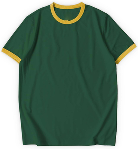 T-shirt de sport à col rond avec logo personnalisé, T-shirt Ringer vierge à manches courtes en coton, col contrasté, T-shirt Ringer pour homme - Product Image 6