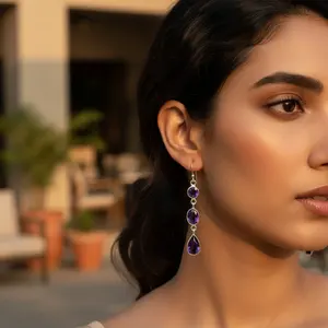 Pendientes de Plata 925 con Amatista, Joyería Elegante para Mujer, Accesorio de Moda - Product Image 1