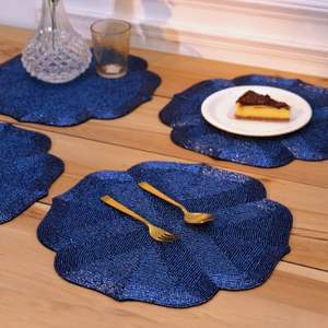 Mantel Individual con cuentas de color azul hecho a mano, mantel decorativo para mesa de comedor y vajilla, perfecto para uso doméstico y de fiesta - Product Image 6