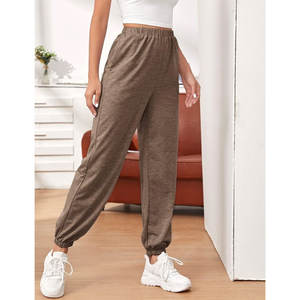 Pantalon de survêtement en molleton de coton léger pour femmes séchage rapide cordon de serrage confortable coupe décontractée pour l'extérieur hiver plat - Product Image 3