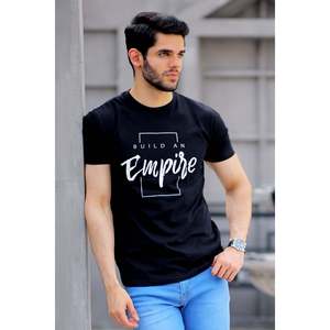 VESILE Men's Summer Crew Neck T-Shirt 100% Cotton Jersey Slim Fit 220 Grams Silk Screen <b>Printing</b> Fashion Styles - Product Image 2