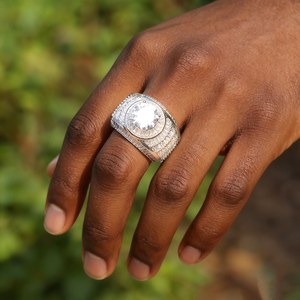 Anillo de Corte Redondo en Plata de Ley 925 con Diamante Moissanita VVS, Corte Baguette, Estilo Hip Hop, Joyería Unisex de Lujo - Product Image 6