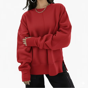 Sweat-shirt long surdimensionné en gros, polaire chaud, confortable, coupe ample, vêtements décontractés d'hiver, toucher doux, tendance, mode quotidienne, confortable - Product Image 1