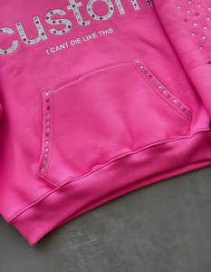 Sudaderas con Pedrería, Sudaderas Extra Grandes de Algodón Estilo Y2K, Sudaderas Gruesas con Estampado de Letras Personalizado, Sudaderas con Capucha Cuadradas para Unisex - Product Image 2