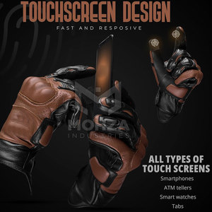 Gants de moto de course en cuir à écran tactile pleine main avec logo personnalisé – Qualité supérieure - Product Image 2