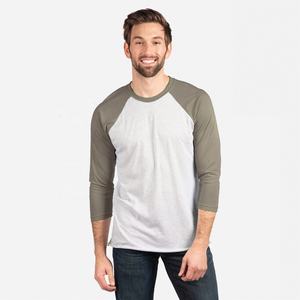 NEXT Level 6051 Style TAHITI Blue/Heather ขาว unisex 3/4 Tri-Blend เสื้อทีเชิ้ตแขน Raglan ระบายอากาศ3/4ผู้ชาย - Product Image 1