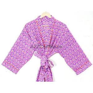 Kimono 100% Algodón, Kimono Indio, Batas Estampadas, Batas de Baño para Mujer, Bata de Algodón, Kimono Ligero - Product Image 3
