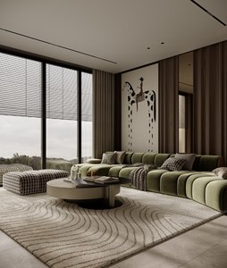 ชุดโซฟาเข้ามุมรูปตัวแอล DECORS ALL รุ่นโมเดิร์น หุ้มกำมะหยี่ พร้อมเบาะรองหลังและที่วางแขนบุนวม ขาไม้ ปรับเอนได้ รับประกัน 3 ปี สำหรับห้องนั่งเล่น - Product Image 2