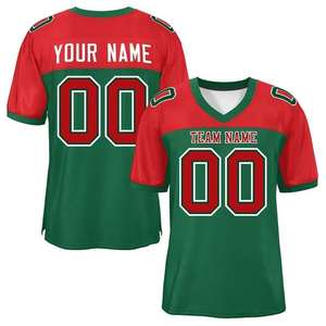 Camiseta de Práctica de Fútbol Americano Personalizada para Hombre, Malla Roja, Cuello en V, Manga Corta, Transpirable, Antibacteriana, Ligera, de Alta Calidad - Product Image 5