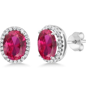 Pendientes de tuerca de diamante de rubí ovalado de Plata de Ley 925, pendientes de plata para mujer, joyería de moda, otro anillo de diamantes - Product Image 1