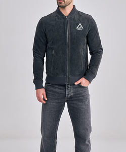 Veste en cuir suédé pour homme, fabrication OEM en gros, personnalisable, automne-hiver, grande taille, unie, style moto, veste bomber en suédé élégante - Product Image 5