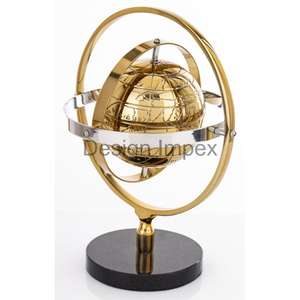 Nautical Decorative Item Table Accessories Rotatable Elegant Silver Gold Rotatable <b>Globe</b> Model Showpiece Competitive Price - Product Image 6
