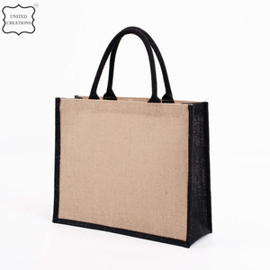 Bolso de mano de yute de lona impermeable para mujer, logotipo personalizado y diferentes colores para compras al aire libre, viajes, uso diario - Product Image 6