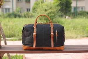 Sac de voyage en toile de cuir élégant polochon spacieux pour le week-end voyage de nuit affaires sac fourre-tout durable LCTB-0064 - Product Image 5