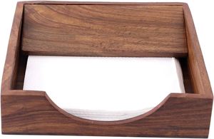 Porte-serviettes en bois minimaliste pour table à manger, support à mouchoirs en bois durable, design carré autoportant, finition brun foncé - Product Image 2