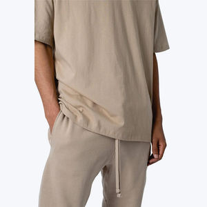 Camiseta de Algodón Tejido Beige Natural Extra Grande para Hombre, Corte Holgado, Manga Corta, Ecológica, de Secado Rápido, Informal, para Calle, Gimnasio y Entrenamiento - Product Image 5