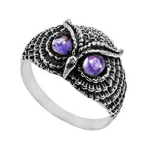 Bague bohème vintage pour femme en argent sterling 925 avec pierre précieuse améthyste taille ronde, pour tous les jours et les fêtes de fiançailles, en gros - Product Image 1